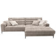 ECKSOFA Badia in Flachgewebe Taupe  296/207 cm  - Taupe/Schwarz, Design, Textil/Metall (296/207cm) - Dieter Knoll