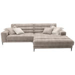 ECKSOFA Badia in Flachgewebe Taupe  296/207 cm  - Taupe/Schwarz, Design, Textil/Metall (296/207cm) - Dieter Knoll