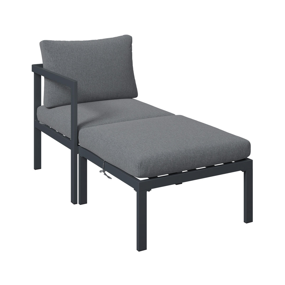 LOUNGEGARNITUR 5-teilig   66/64/65.5 cm Stahl  - Dunkelgrau/Naturfarben, MODERN, Kunststoff/Textil (66/64/65.5cm) - Ambia Garden