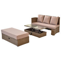 GARTENSET Stahl  - Beige/Naturfarben, MODERN, Kunststoff/Metall - Gardenson