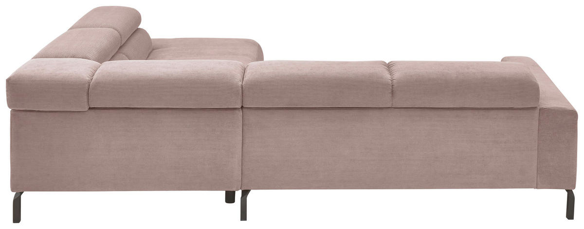 ECKSOFA in Feincord Altrosa  - Schwarz/Altrosa, Design, Textil/Metall (273/219cm) - Pure Home Comfort
