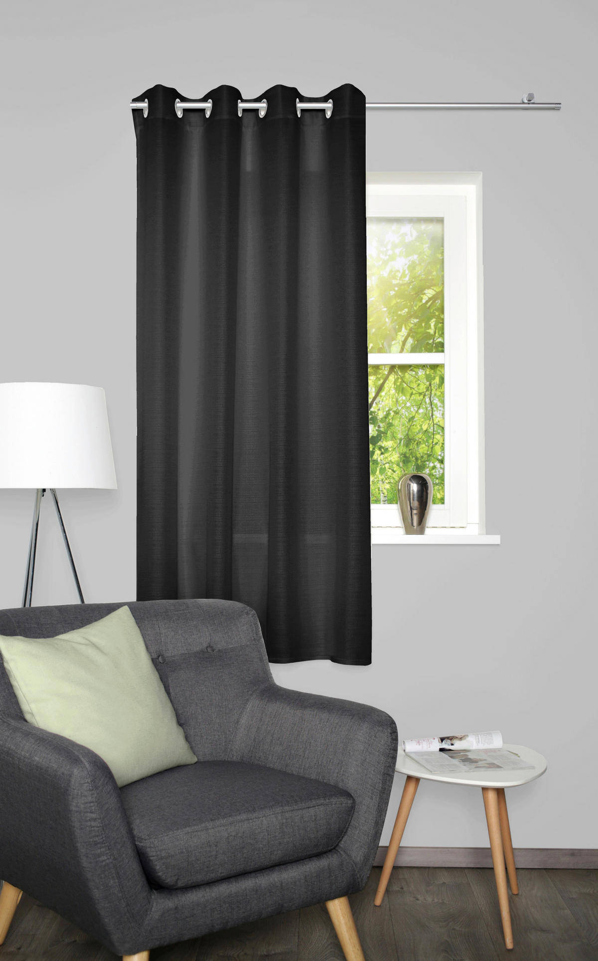 ÖSENSCHAL blickdicht 135/175 cm   - Schwarz, Basics, Textil (135/175cm)