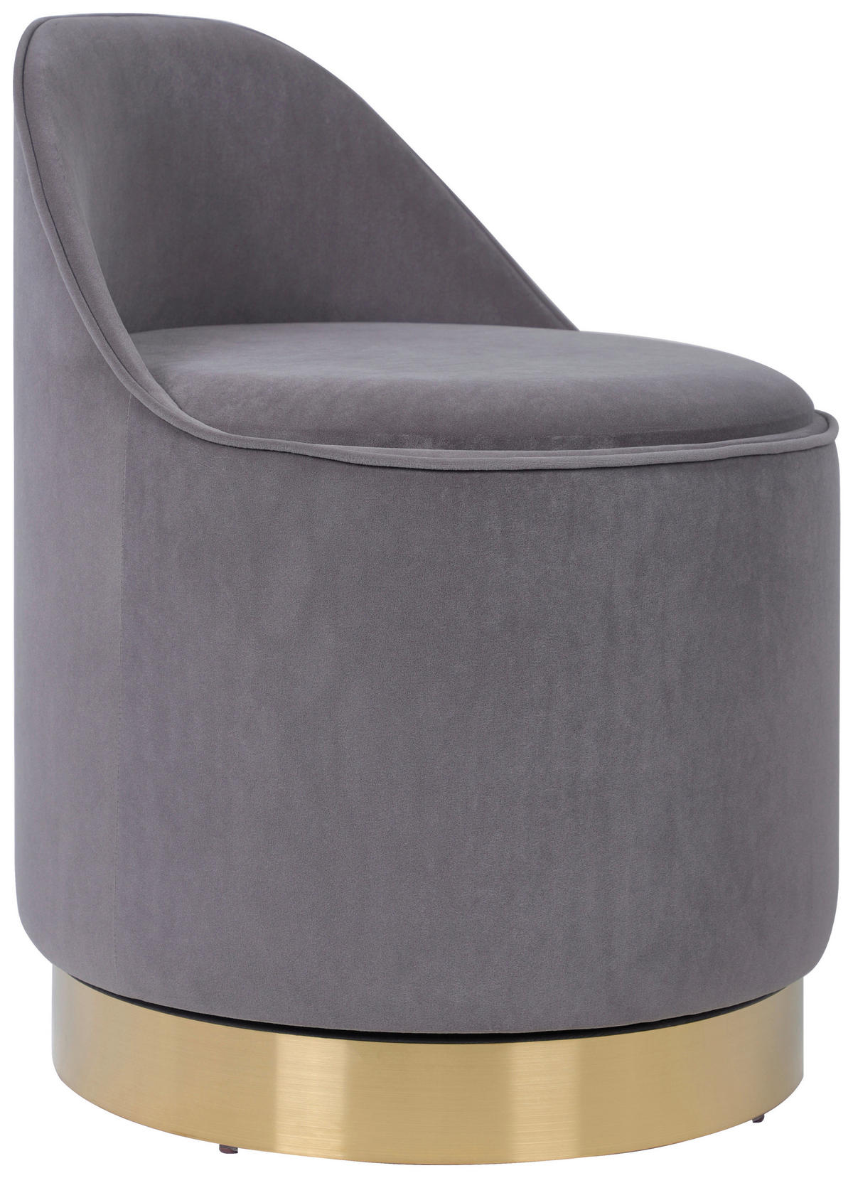 DREHHOCKER Samt Grau  - Goldfarben/Grau, Design, Textil/Metall (52/68cm) - Kayoom
