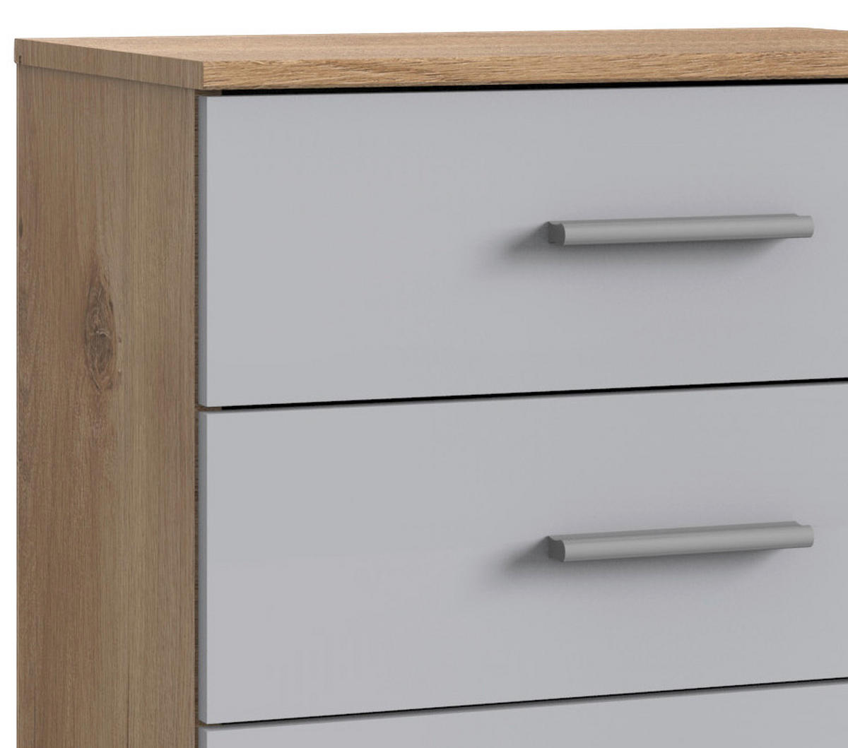 NOČNÝ STOLÍK, farba duba, svetlosivá, 52/58/38 cm - farba duba/svetlosivá, Basics, kompozitné drevo/plast (52/58/38cm) - MID.YOU