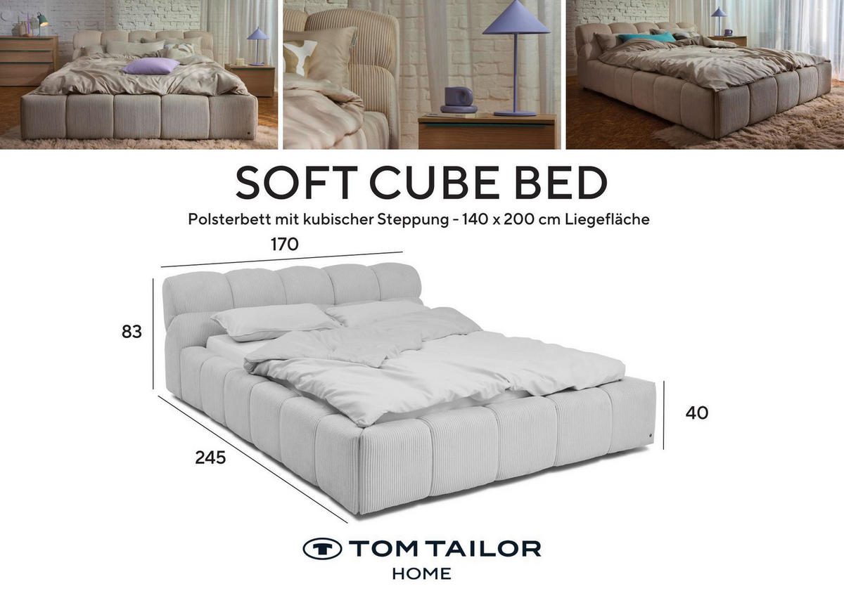 POLSTERBETT 140/200 cm,  in Beige,  - Beige/Schwarz, Design, Kunststoff/Textil (140/200cm) - Tom Tailor