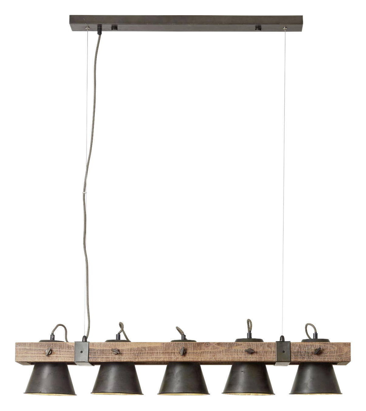 HÄNGELEUCHTE  - Schwarz, Natur, Holz/Metall (95/20/115cm)