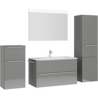 BADEZIMMER 5-teilig  in 191 cm  - Schieferfarben/Edelstahlfarben, MODERN, Glas/Holzwerkstoff (191cm) - Nobilia