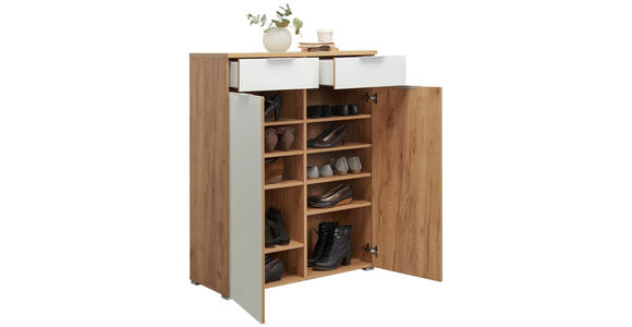 SCHUHSCHRANK 89/120/40 cm - Eichefarben/Alufarben, Design, Glas/Holzwerkstoff (89/120/40cm) - Voleo