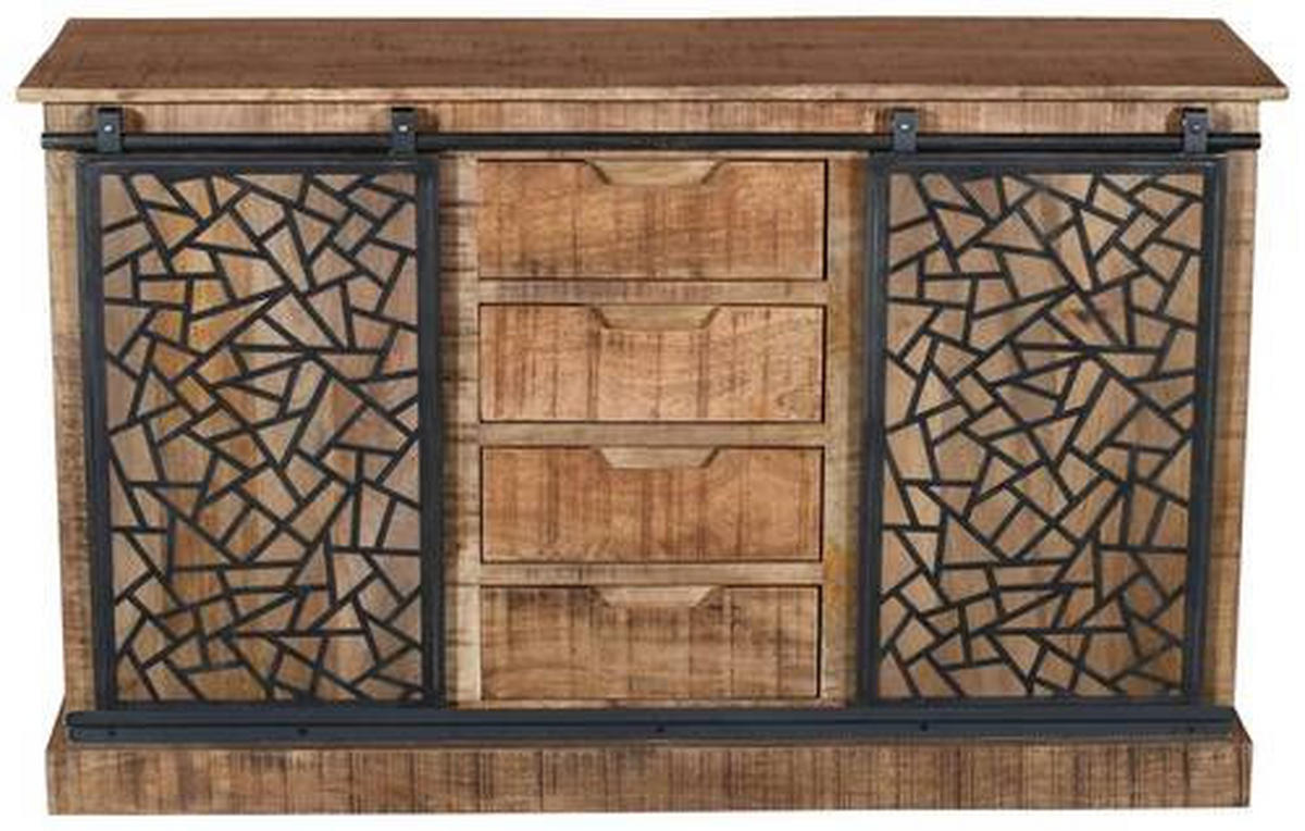 KOMMODE 140/85/45 cm  in Naturfarben, Schwarz  - Anthrazit/Schwarz, Natur, Holz/Metall (140/85/45cm) - MID.YOU