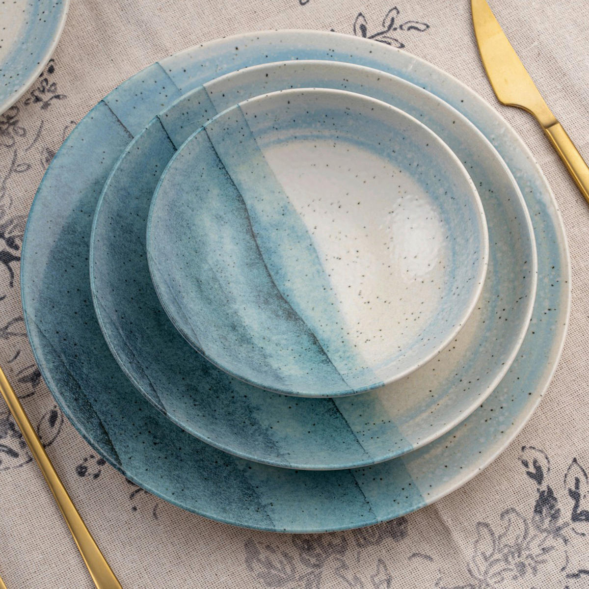 KOMBISERVICE Blau, Hellblau 24-teilig 6 Personen  - Blau/Hellblau, Basics, Keramik (25cm)