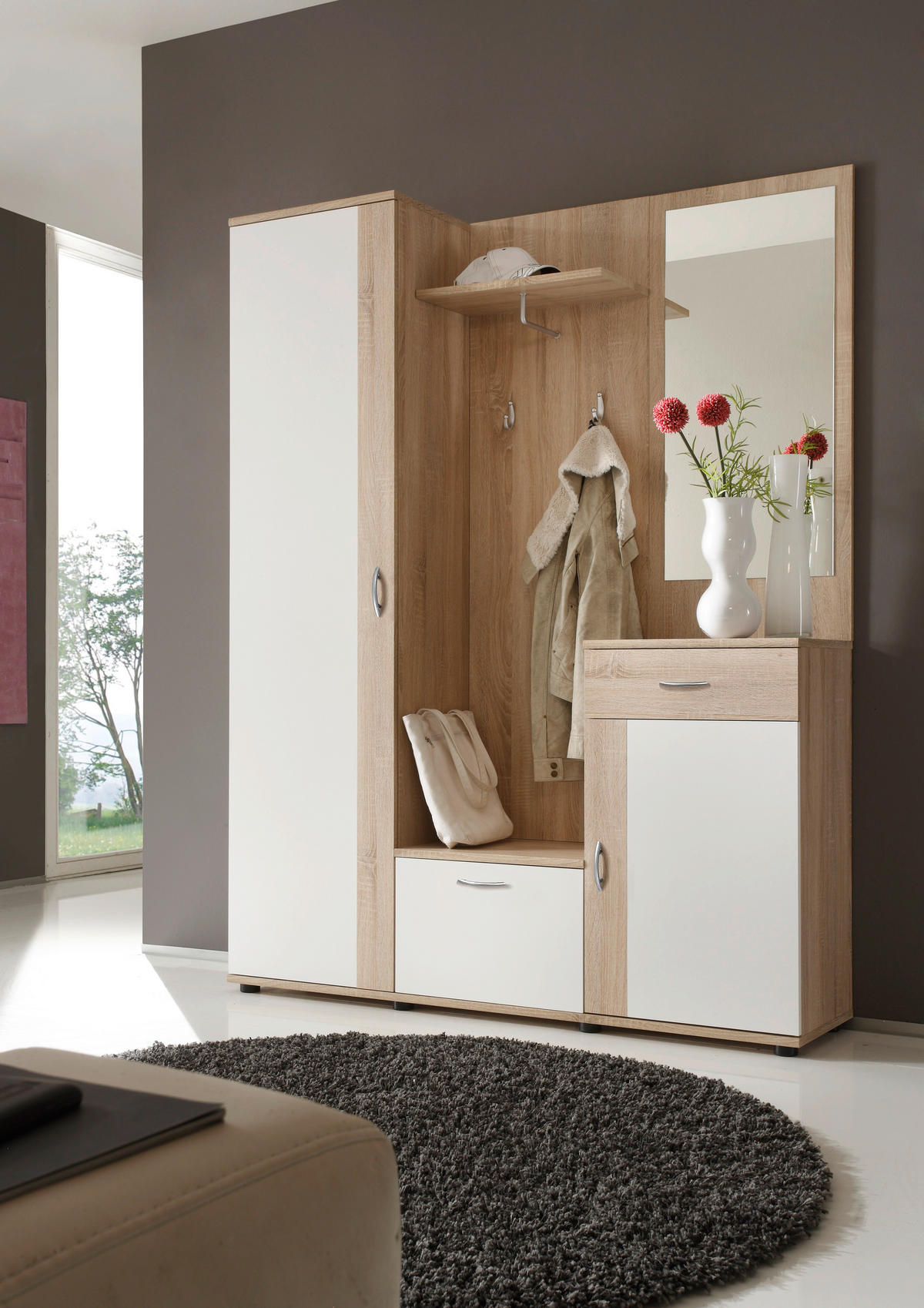 PREDSIEŇOVÝ NÁBYTOK, 145/188/30 cm - biela/dub sonoma, Konventionell, kompozitné drevo (145/188/30cm) - Carryhome