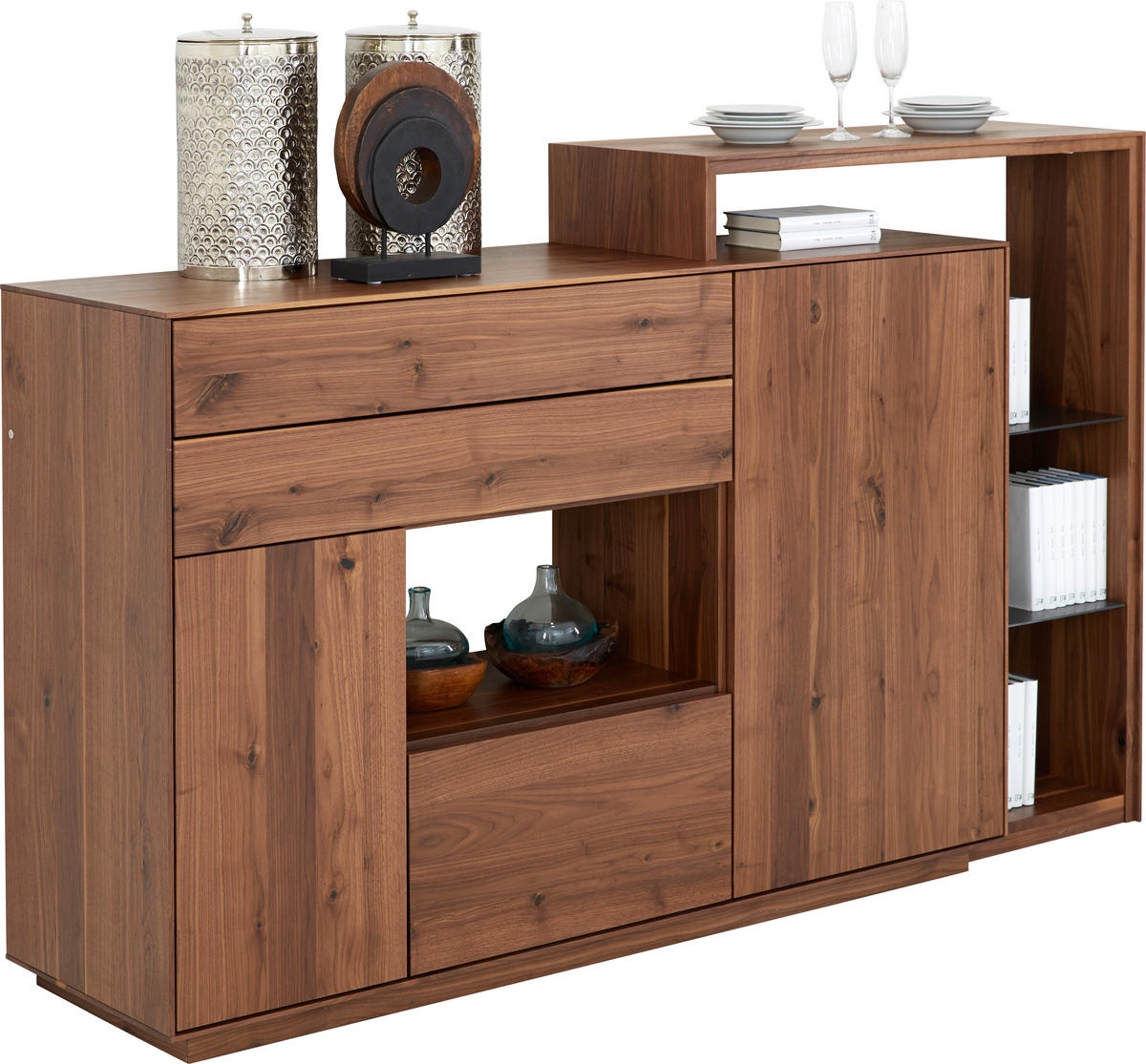 HIGHBOARD  in 198/119/46 cm  - Nussbaumfarben/Grau, Natur, Holz/Holzwerkstoff (198/119/46cm) - Anrei