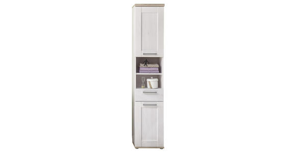 HOCHSCHRANK 38/190/32 cm  - Silberfarben/Lärchefarben, KONVENTIONELL, Holzwerkstoff/Kunststoff (38/190/32cm) - Xora