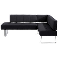 ECKBANK 227/165 cm Mikrofaser Schwarz, Edelstahlfarben Metall   - Edelstahlfarben/Schwarz, Design, Textil/Metall (227/165cm) - Moderano
