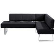 ECKBANK 227/165 cm  in Schwarz, Edelstahlfarben  - Edelstahlfarben/Schwarz, Design, Textil/Metall (227/165cm) - Moderano
