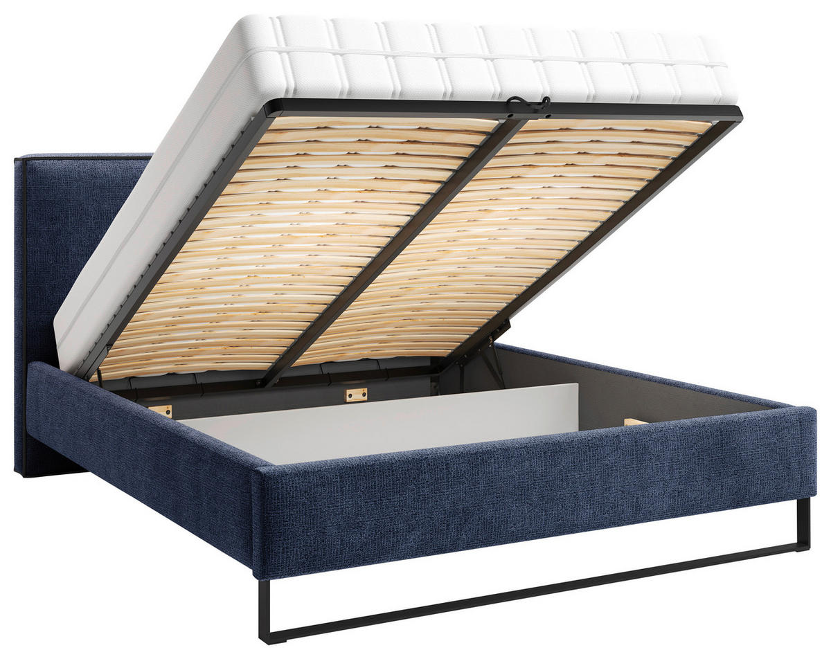 POLSTERBETT 180/200 cm,  in Anthrazit, gepolstertes Kopfteil, Lattenrost, Bettkasten,  - Anthrazit/Schwarz, MODERN, Holz/Holzwerkstoff (180/200cm) - MID.YOU