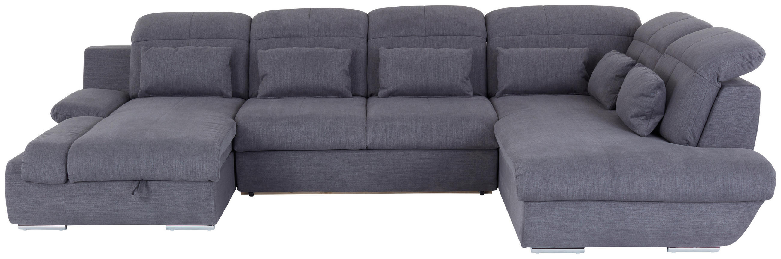 WOHNLANDSCHAFT in Mikrofaser Dunkelgrau  - Chromfarben/Dunkelgrau, Modern, Textil/Metall (184/345/228cm) - MID.YOU