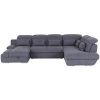 WOHNLANDSCHAFT in Mikrofaser Dunkelgrau  - Chromfarben/Dunkelgrau, Modern, Textil/Metall (184/345/228cm) - MID.YOU