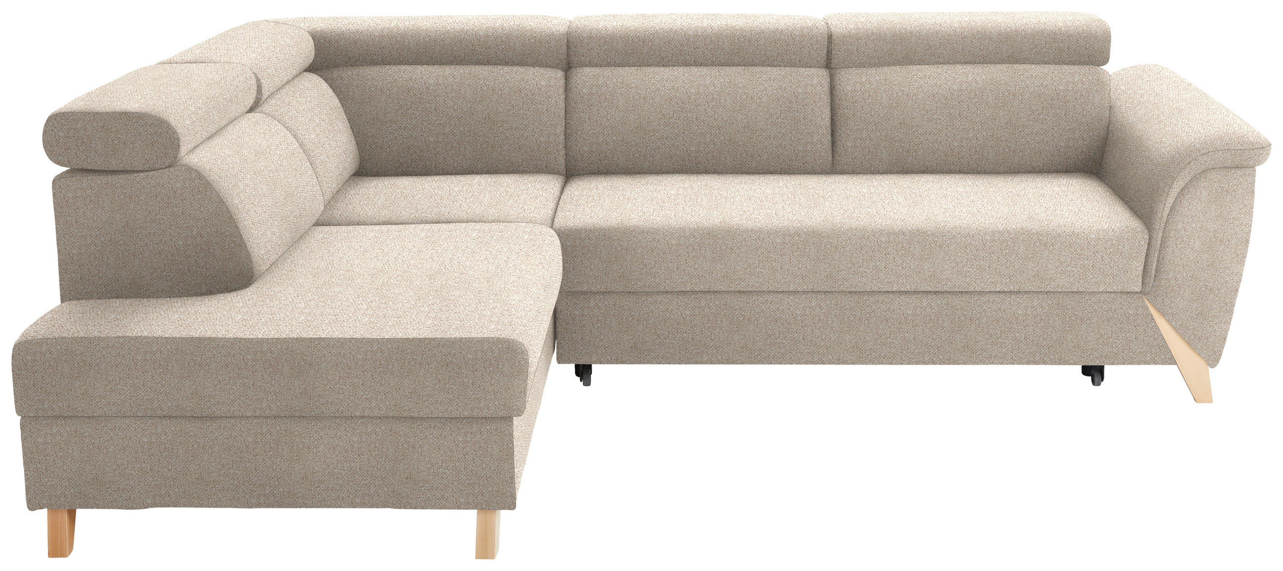 ECKSOFA in Bouclé Creme  200/265 cm  - Creme/Naturfarben, KONVENTIONELL, Holz/Textil (200/265cm) - Stylife