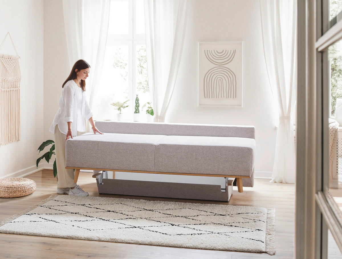BOXSPRINGSOFA in Hellgrau  - Hellgrau, Design, Holz/Textil (203/97/107cm) - Dieter Knoll