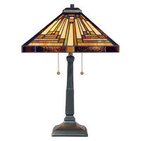 TISCHLEUCHTE Elstead Stephen 40.6/58.4/40.6 cm   - Bronzefarben, KONVENTIONELL, Glas/Metall (40.6/58.4/40.6cm)