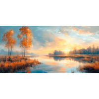 LEINWANDBILD Landschaft & Natur 115/55 cm  - Multicolor, Natur, Holz/Papier (115/55cm)
