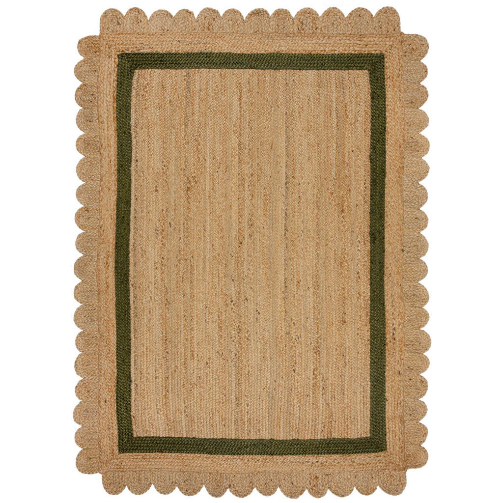 Flair Rugs RUČNE TKANÝ KOBEREC, 120/170 cm zelená, prírodná farba