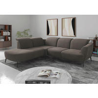 ECKSOFA Flachgewebe Schlammfarben  - Schlammfarben/Schwarz, Konventionell, Textil/Metall (267/300cm) - Sit & More