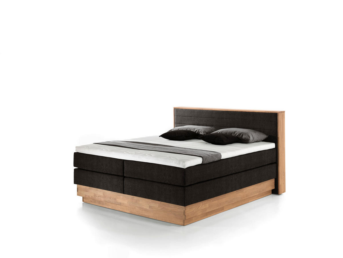 BOXSPRINGBETT 160/200 cm  in Schwarz, Eichefarben  - Eichefarben/Schwarz, MODERN, Holz/Kunststoff (160/200cm) - MID.YOU