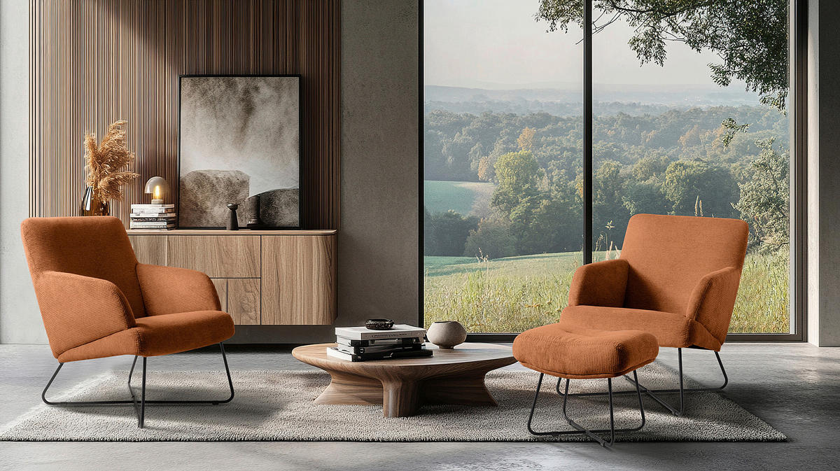 SESSEL in Chenille Rot  - Rot/Schwarz, Design, Textil/Metall (67/87/74cm) - Livetastic