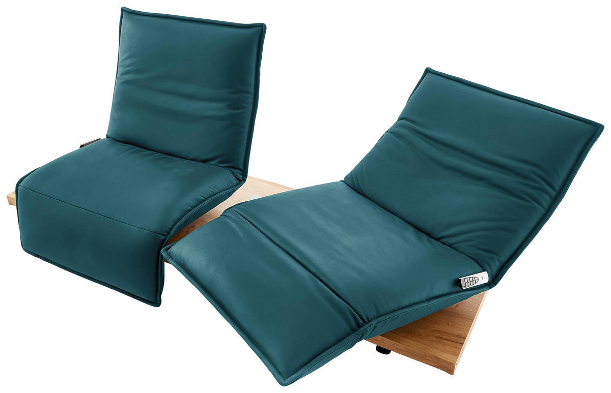 2-SITZER-SOFA in Leder Petrol  - Eichefarben/Petrol, Natur, Leder/Holz (240/63/115cm) - Koinor
