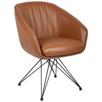 ARMLEHNSTUHL  in Eisen Echtleder pigmentiert  - Cognac/Schwarz, Design, Leder/Metall (59,5/83,5/63,5cm) - Belluti