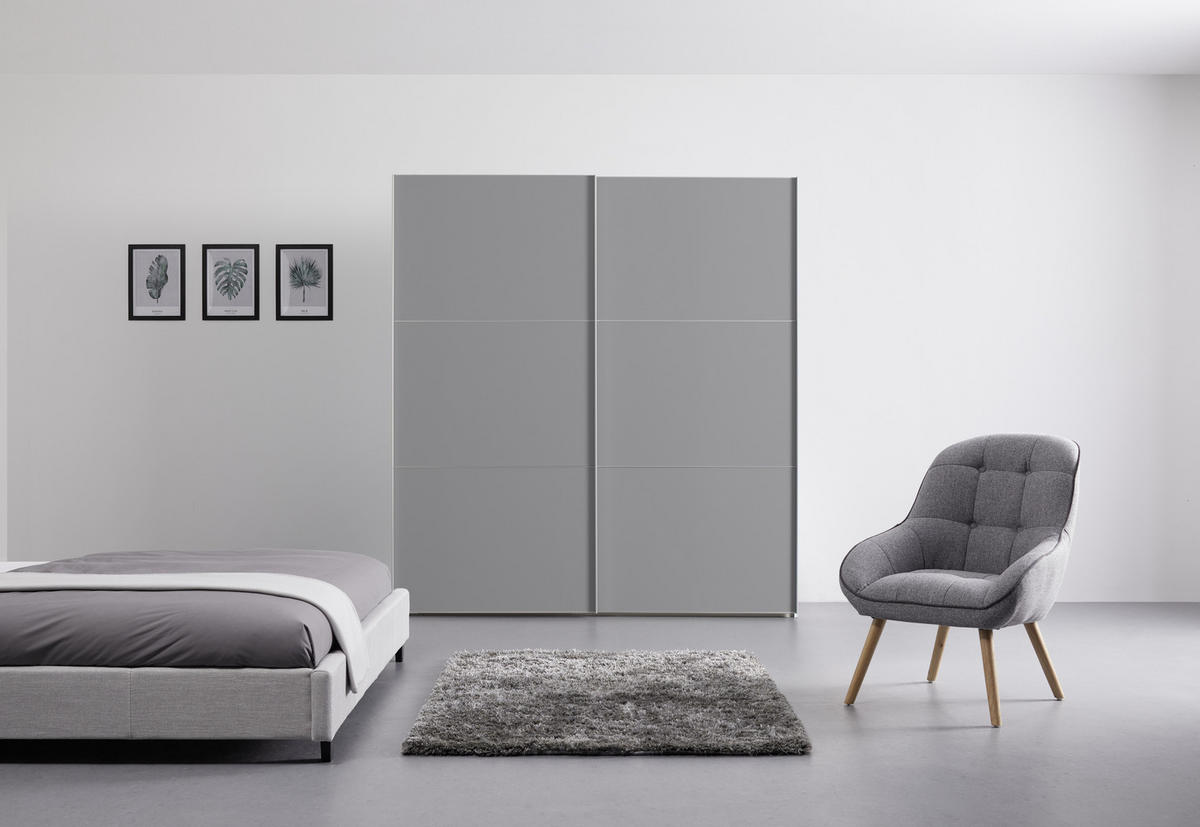 SCHWEBETÜRENSCHRANK in Grau  - Alufarben/Grau, Holzwerkstoff (200/222/68cm) - Moderano