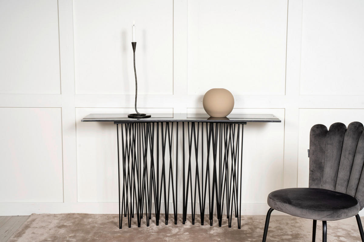 BEISTELLTISCH 130/37/74 cm Schwarz rechteckig  - Schwarz, Design, Glas/Metall (130/37/74cm) - Livetastic