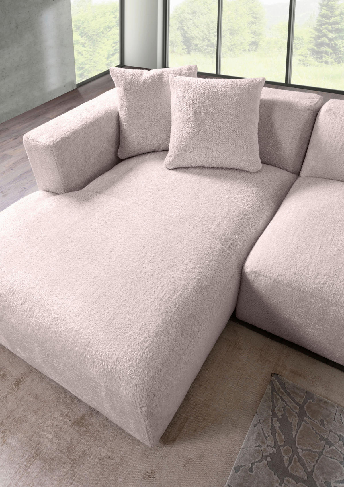ECKSOFA Rosa Chenille  - Creme/Schwarz, MODERN, Kunststoff/Textil (178/323cm) - Carryhome