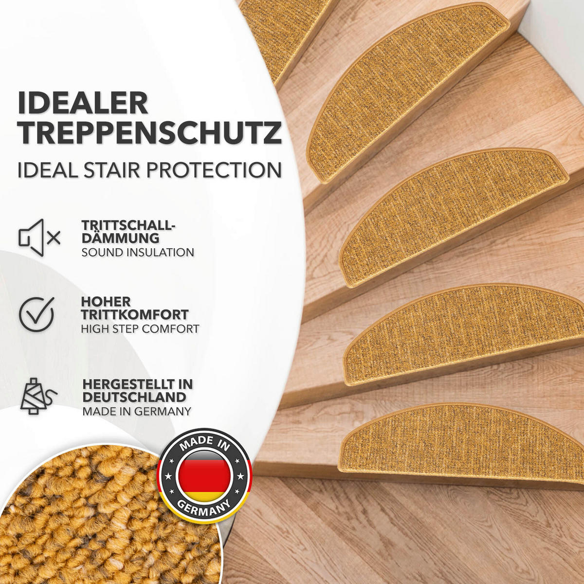 STUFENMATTE  65/23.5 cm  Gelb  - Gelb, Basics, Textil (65/23.5cm) - Floordirekt