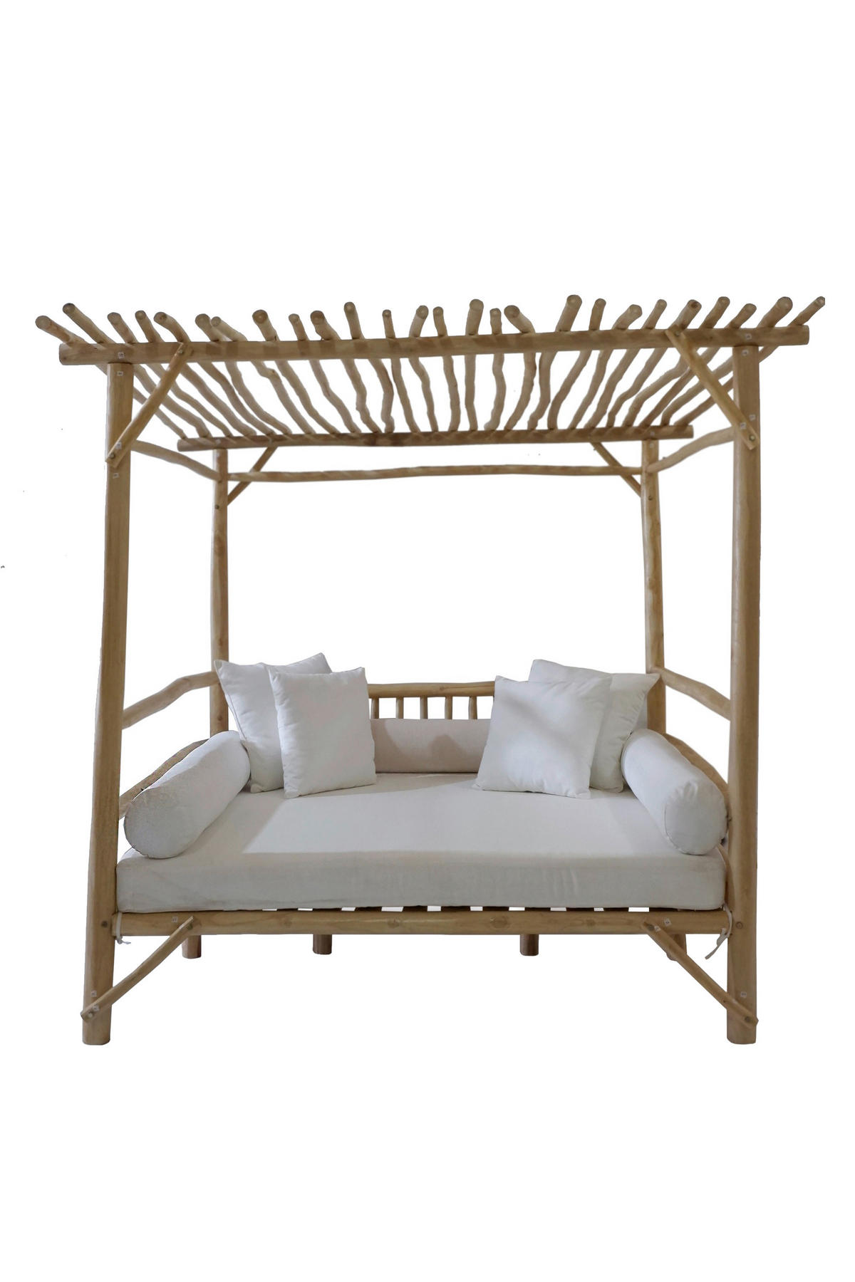 LOUNGEBETT  - Naturfarben/Weiß, Natur, Holz/Textil (200/200/180cm) - Livetastic