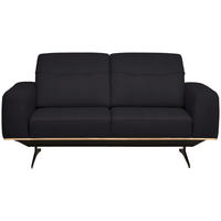 3-SITZER-SOFA in Echtleder Dunkelbraun  - Dunkelbraun/Schwarz, Design, Leder/Holz (205/76-97/102cm) - Novel