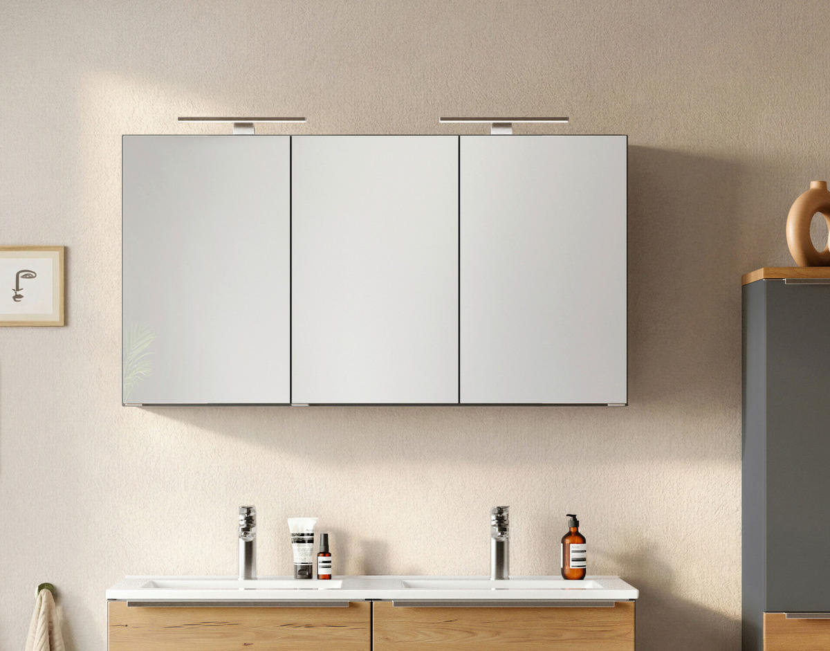 SPIEGELSCHRANK 120/64/20 cm  - Schwarz/Weiß, Trend, Glas/Holzwerkstoff (120/64/20cm) - Held