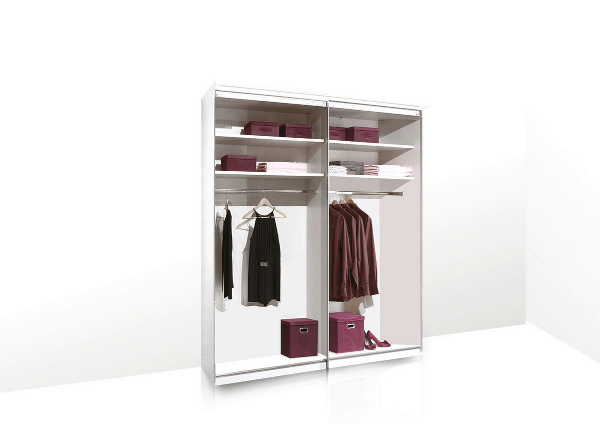 SCHWEBETÜRENSCHRANK in Sandfarben  - Sandfarben/Chromfarben, Basics, Glas/Holzwerkstoff (167/222/68cm) - Moderano