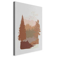 LEINWANDBILD Landschaft und Natur, Abstraktes, Berge, Herbst Hellgrau, Cognac  - Cognac/Hellgrau, Basics, Holzwerkstoff/Textil (40/60/1,2cm) - artgeist