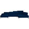 WOHNLANDSCHAFT in Samt, Webstoff Blau  - Blau/Schwarz, Design, Textil/Metall (177/385/216cm) - Welnova