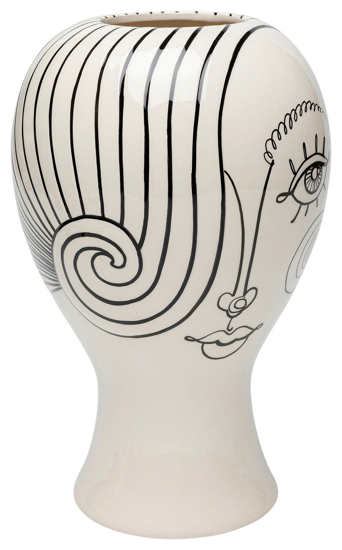 VÁZA, keramika, 30 cm - černá/vysoce lesklá bílá, Konvenční, keramika (19/30/19cm) - Kare-Design