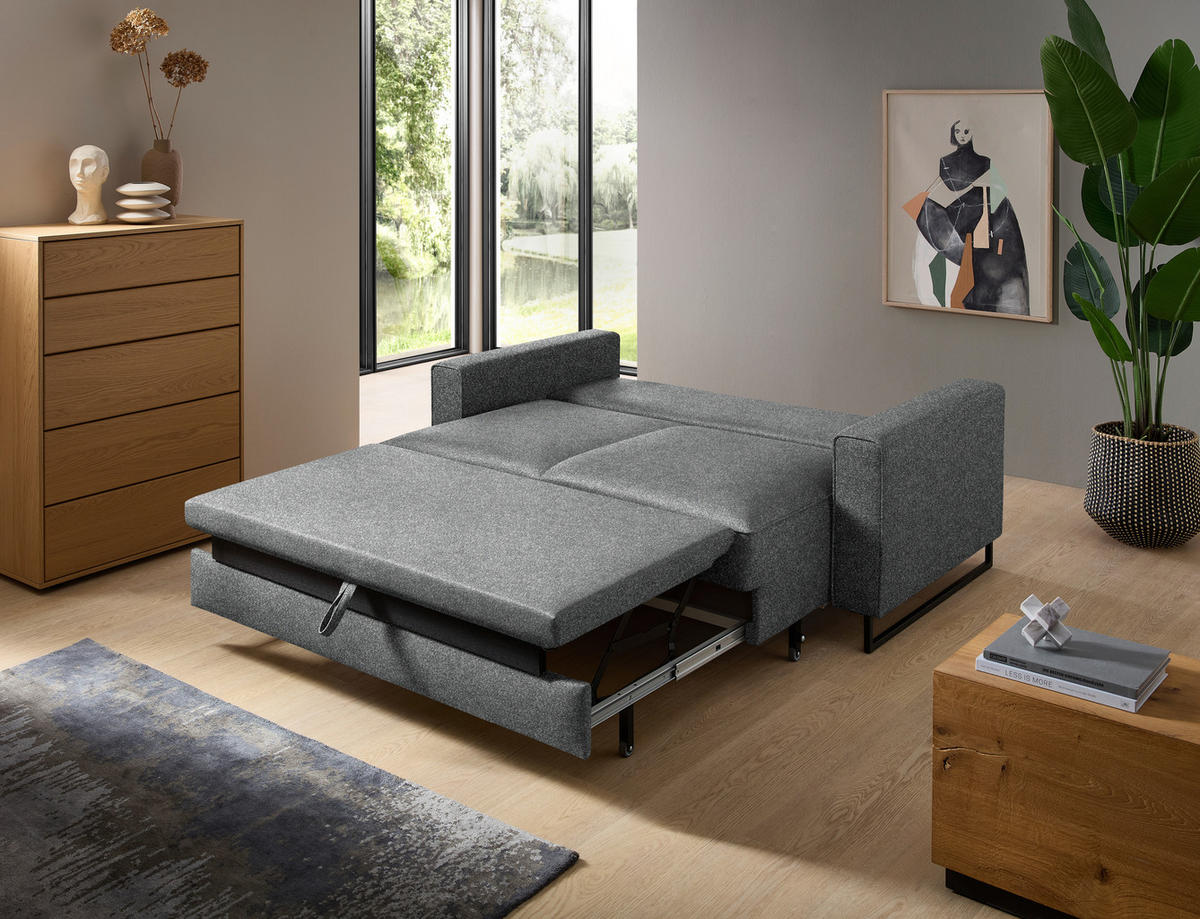 SCHLAFSOFA  in Flachgewebe Grau  - Schwarz/Grau, Design, Textil/Metall (174/90/95cm) - Bali
