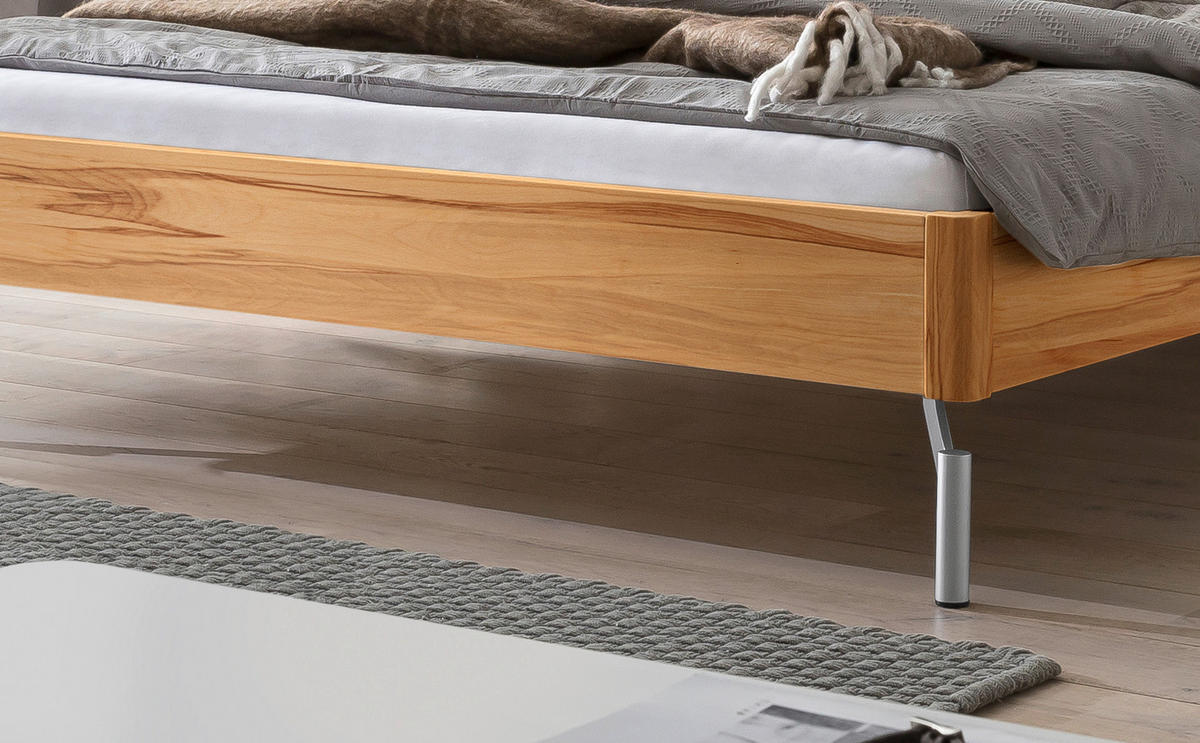 BETT 140/200 cm  in Buchefarben, Alufarben  - Buchefarben/Alufarben, Design, Holz/Metall (140/200cm) - Hasena