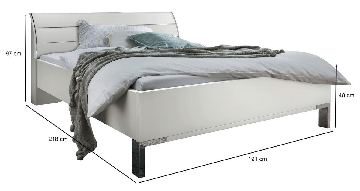 BETT 180/200 cm  in Weiss   - Weiss, Konventionell, Holzwerkstoff/Metall (180/200cm) - Venda