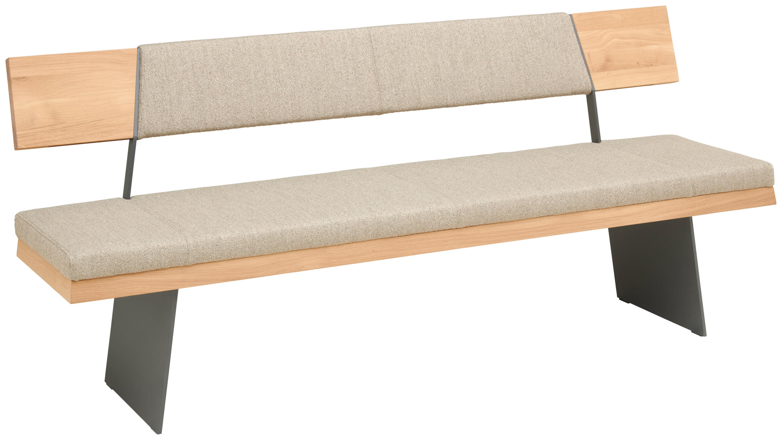 SITZBANK 207/90/58 cm  in Naturfarben, Schwarz, Wildeiche  - Wildeiche/Schwarz, Natur, Holz/Textil (207/90/58cm) - Voglauer