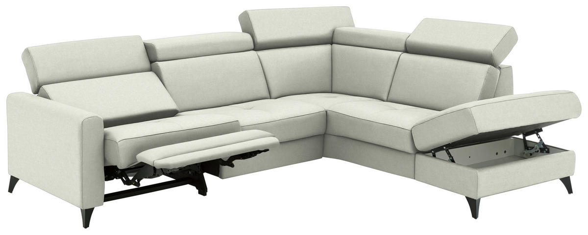 ECKSOFA Beldomo System in Flachgewebe Naturfarben  276/214 cm  - Schwarz/Naturfarben, KONVENTIONELL, Textil/Metall (276/214cm) - Beldomo System