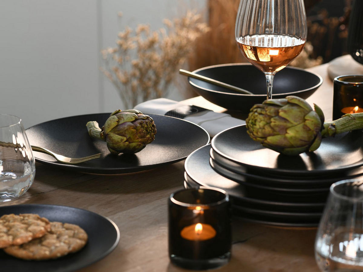 TAFELSERVICE Soft Touch Black 12-teilig  - Schwarz, Modern, Keramik - Creatable