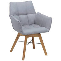 CHAISE ACCOUDOIRS  in Flachgewebe  - Wildeiche/Hellgrau, Design, Holz/Textil (61/87/63cm) - Waldwelt
